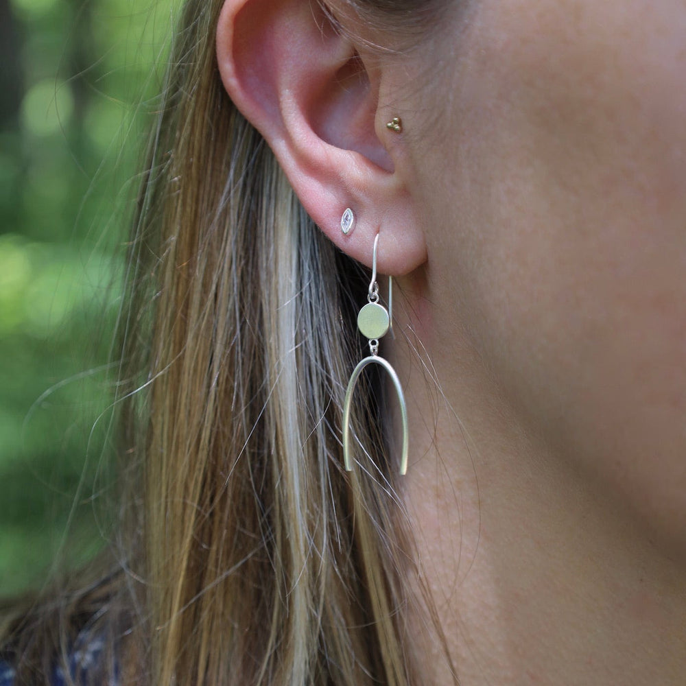 EAR Dot & Arc Hook Earring - Brushed Sterling Silver