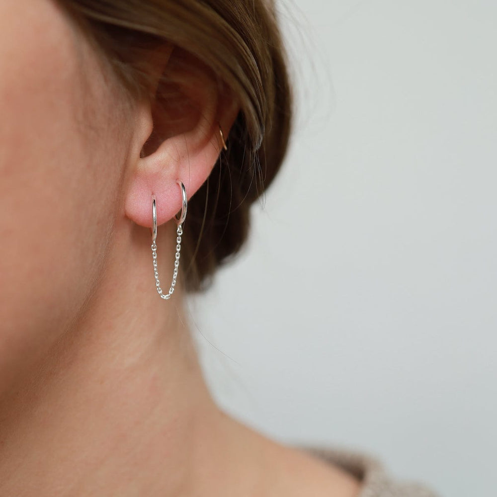 
                      
                        EAR Double Pierce Hoops with Chain - Sterling Silver
                      
                    