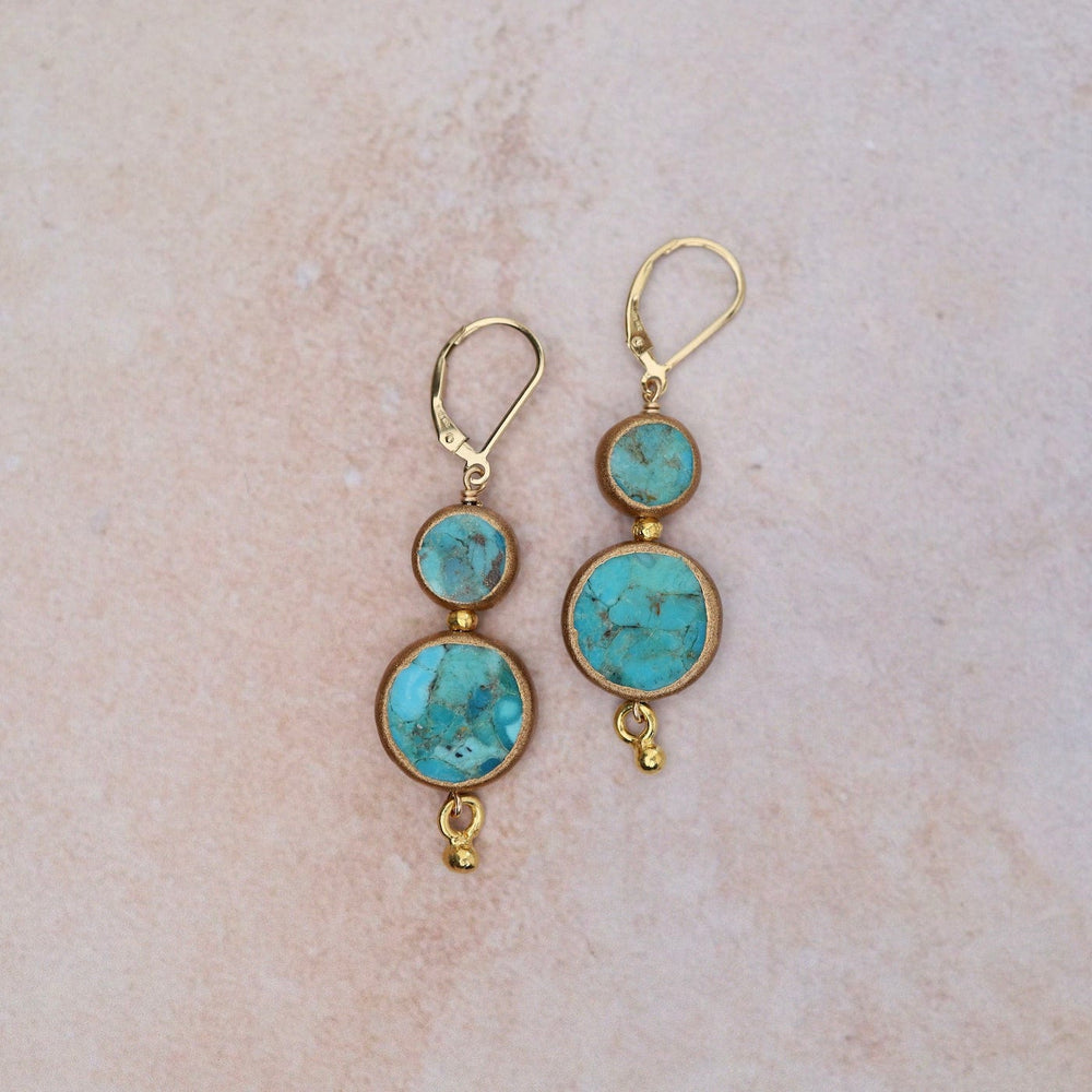 
                      
                        EAR Double Turquoise Golden Raindrop Earrings
                      
                    