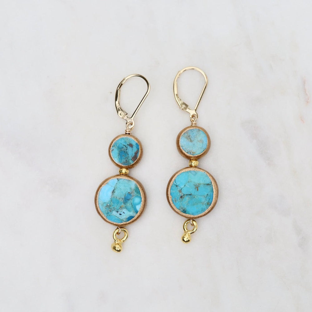 
                      
                        EAR Double Turquoise Golden Raindrop Earrings
                      
                    