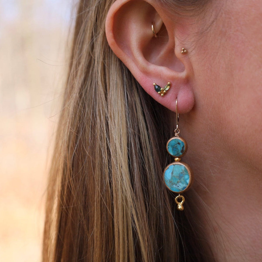 
                      
                        EAR Double Turquoise Golden Raindrop Earrings
                      
                    