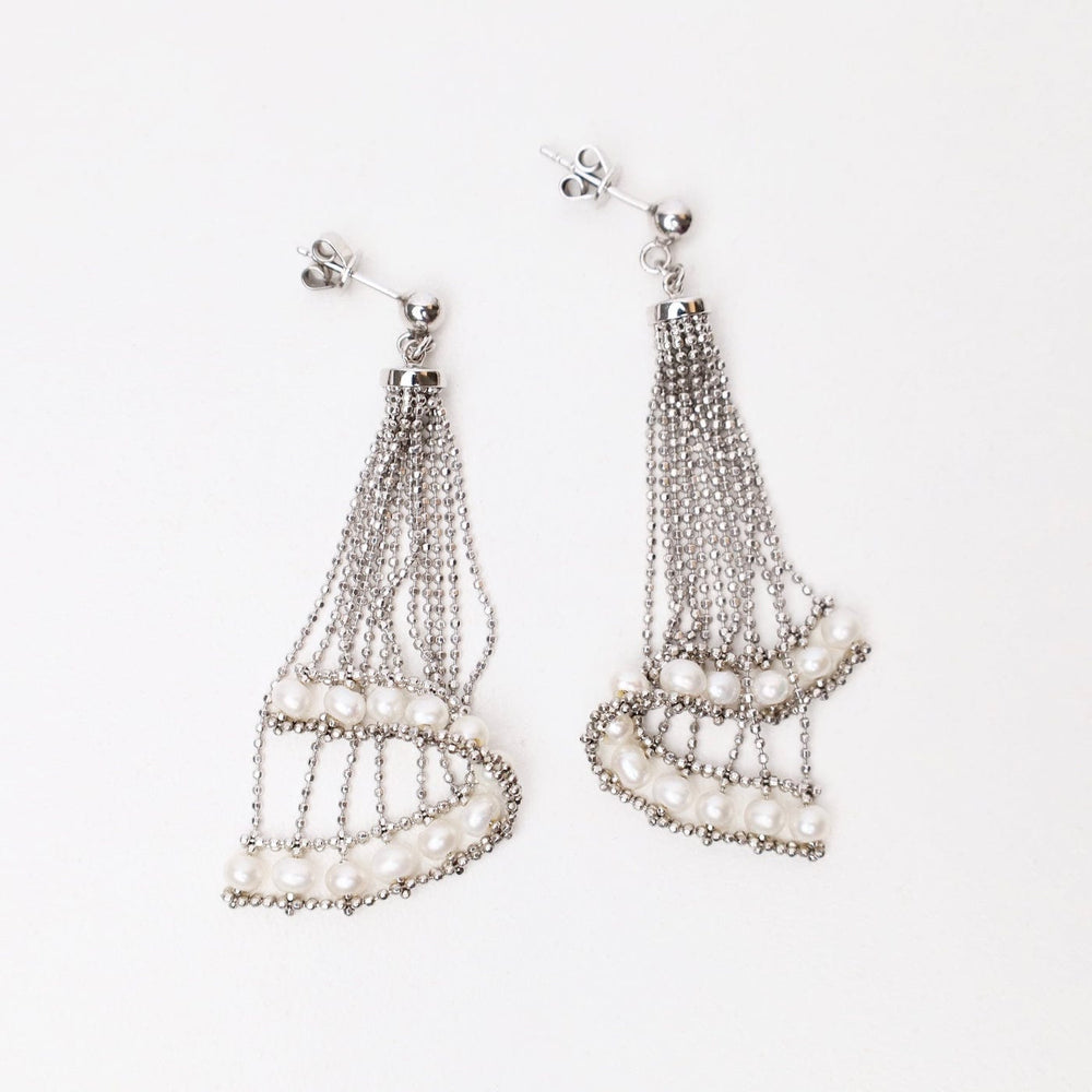 EAR Draped Spiral Earrings with Pearls