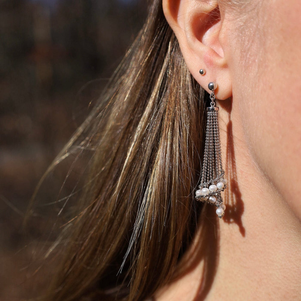 EAR Draped Spiral Earrings with Pearls