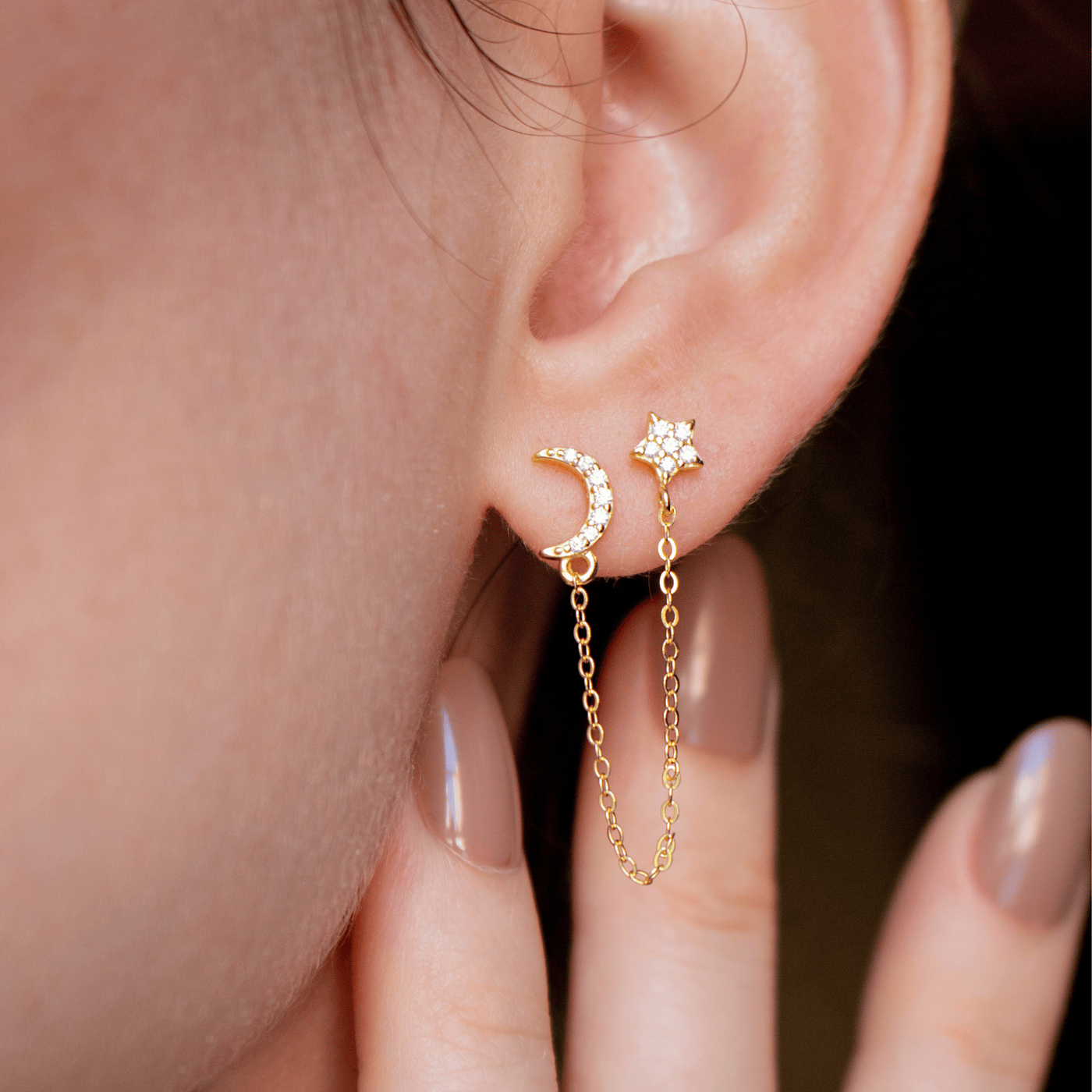 EAR Dreamer Chain Stud Earrings