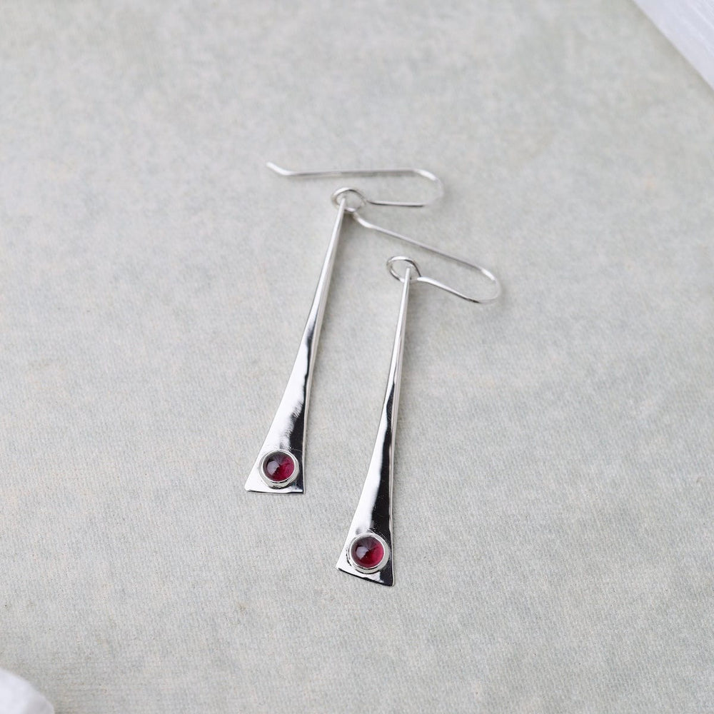 EAR Elongated Fan Earrings with Garnet