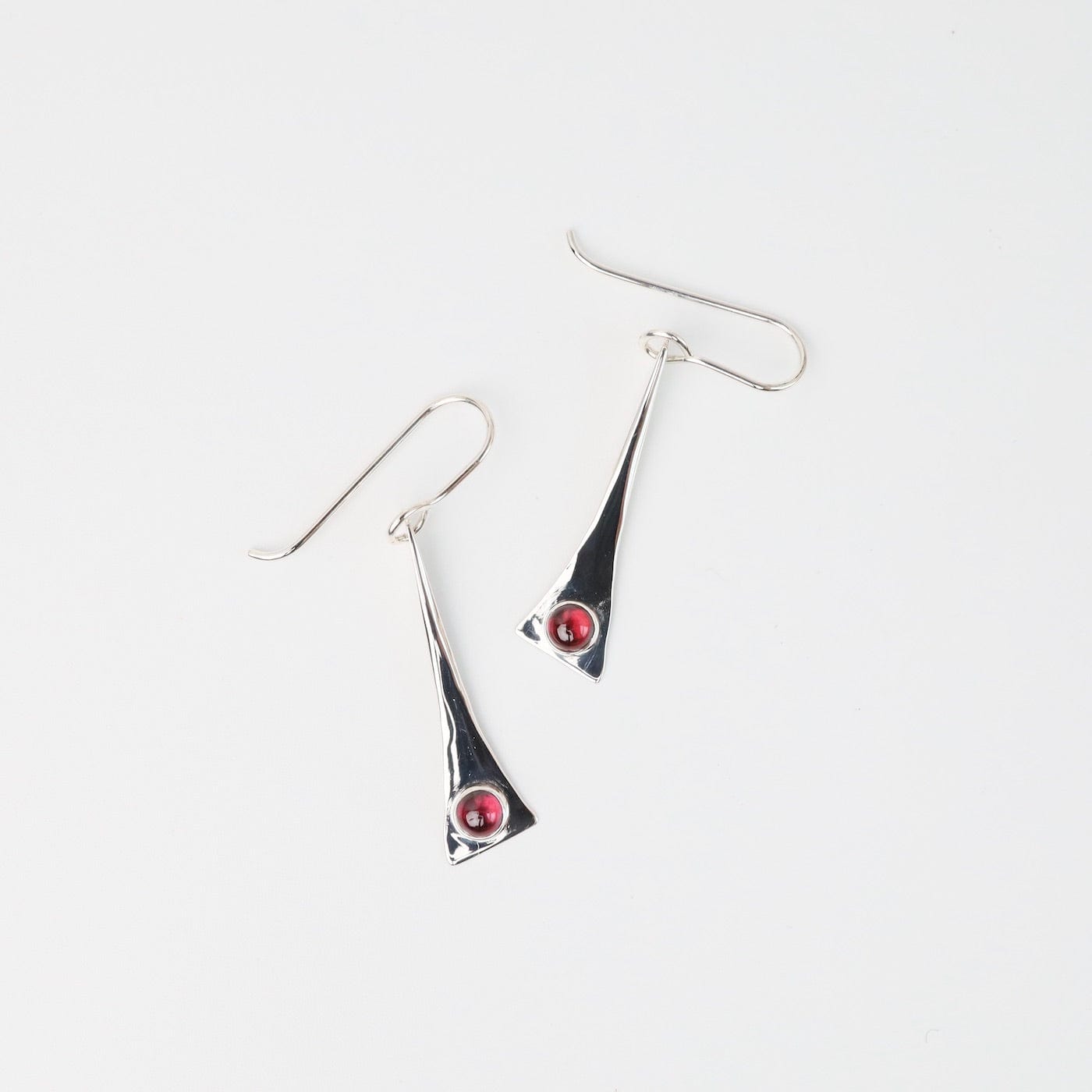 EAR Elongated Triangle Earring with Garnet Cabochon