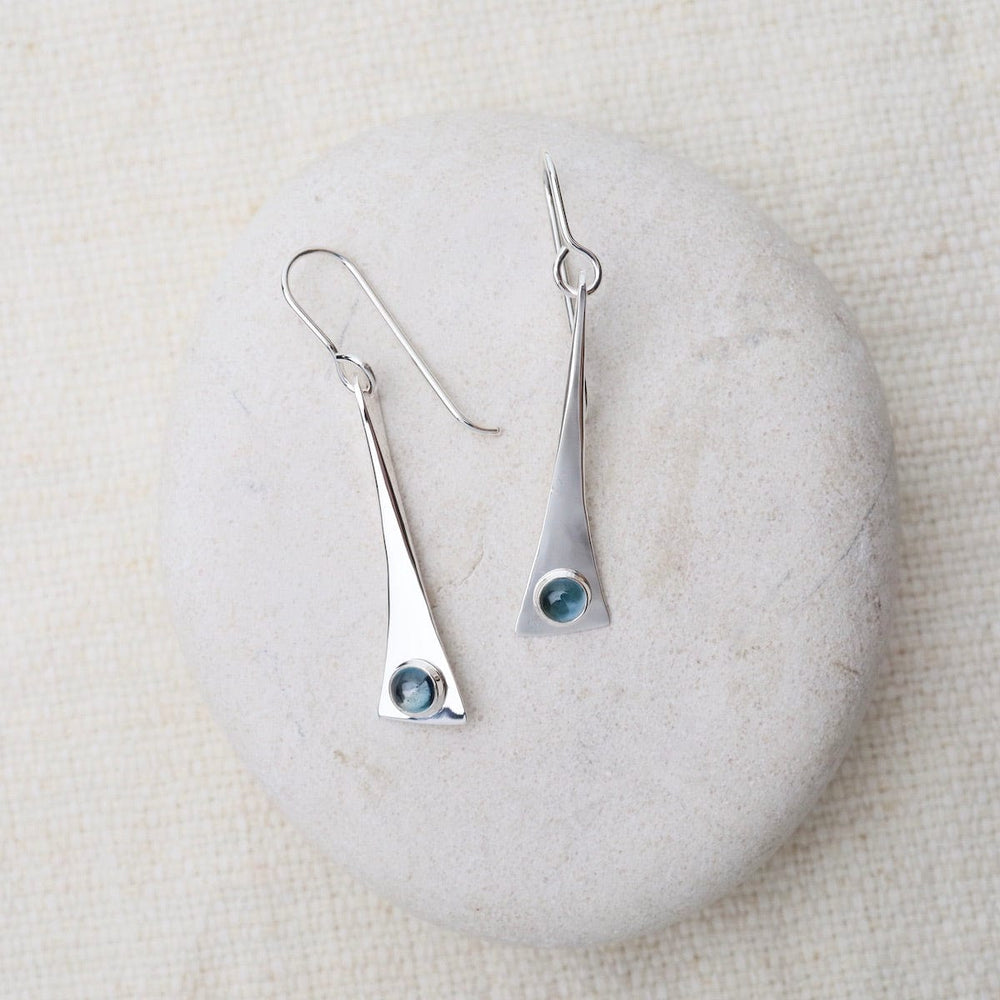 
                      
                        EAR Elongated Triangle Earrings with Blue Topaz Cabochon
                      
                    