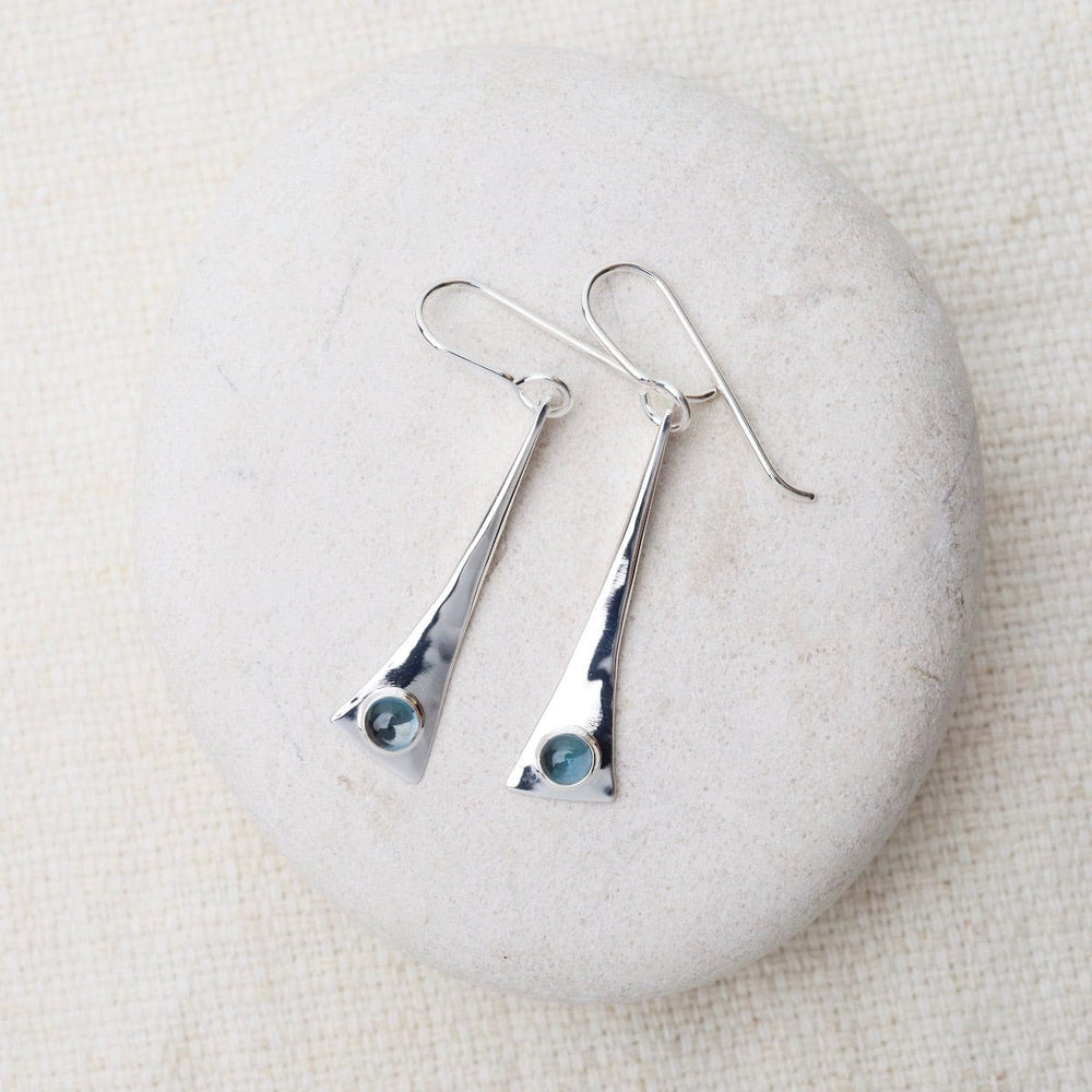 
                      
                        EAR Elongated Triangle Earrings with Blue Topaz Cabochon
                      
                    