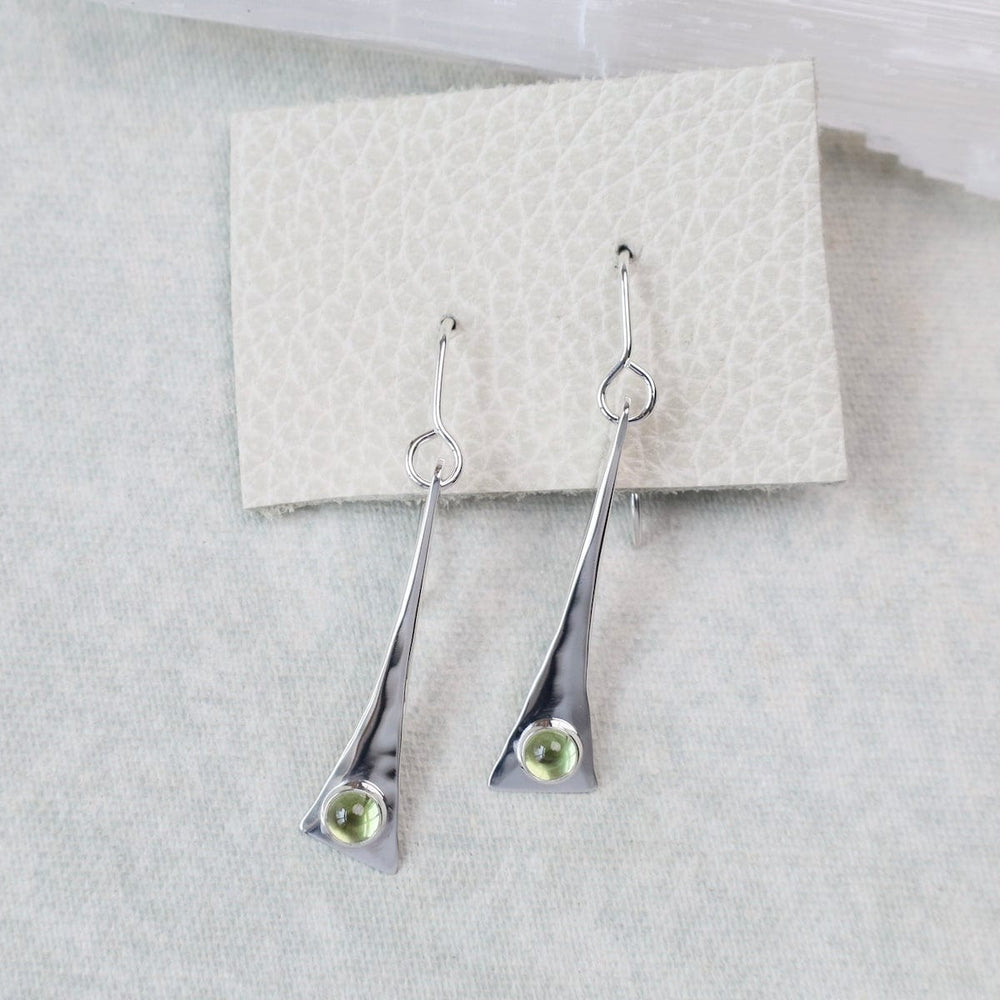 
                      
                        EAR Elongated Triangle Earrings with Peridot Cabachon
                      
                    