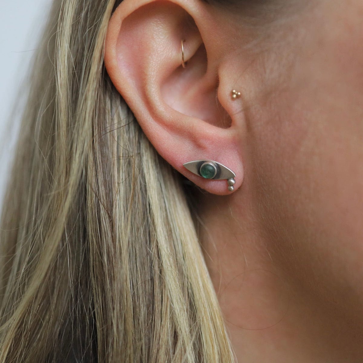EAR Emerald Crying Eye Stud Earrings