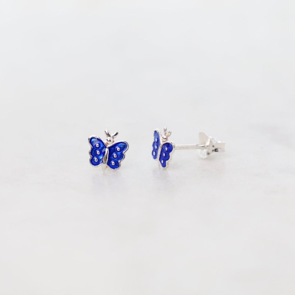 EAR Enamel Butterfly Post Earrings in Dark Blue