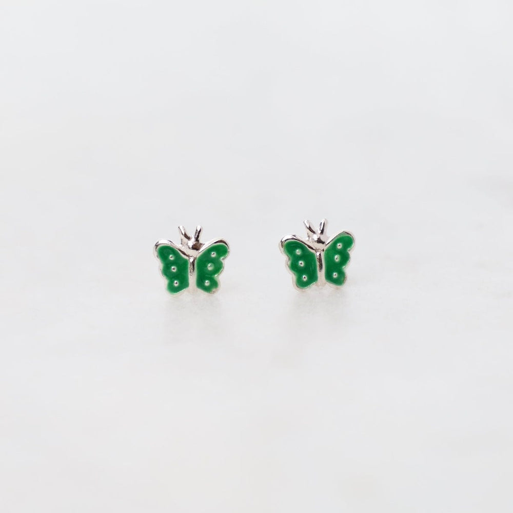 EAR Enamel Butterfly Post Earrings in Green