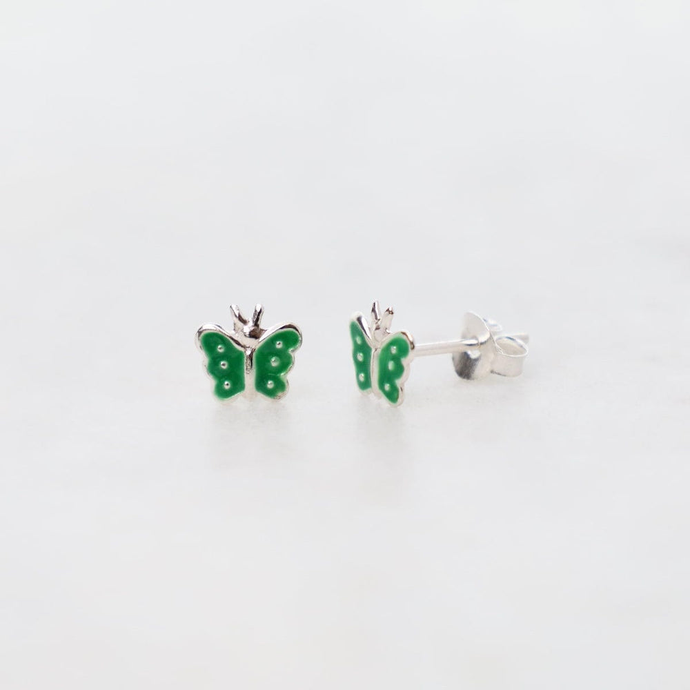 EAR Enamel Butterfly Post Earrings in Green