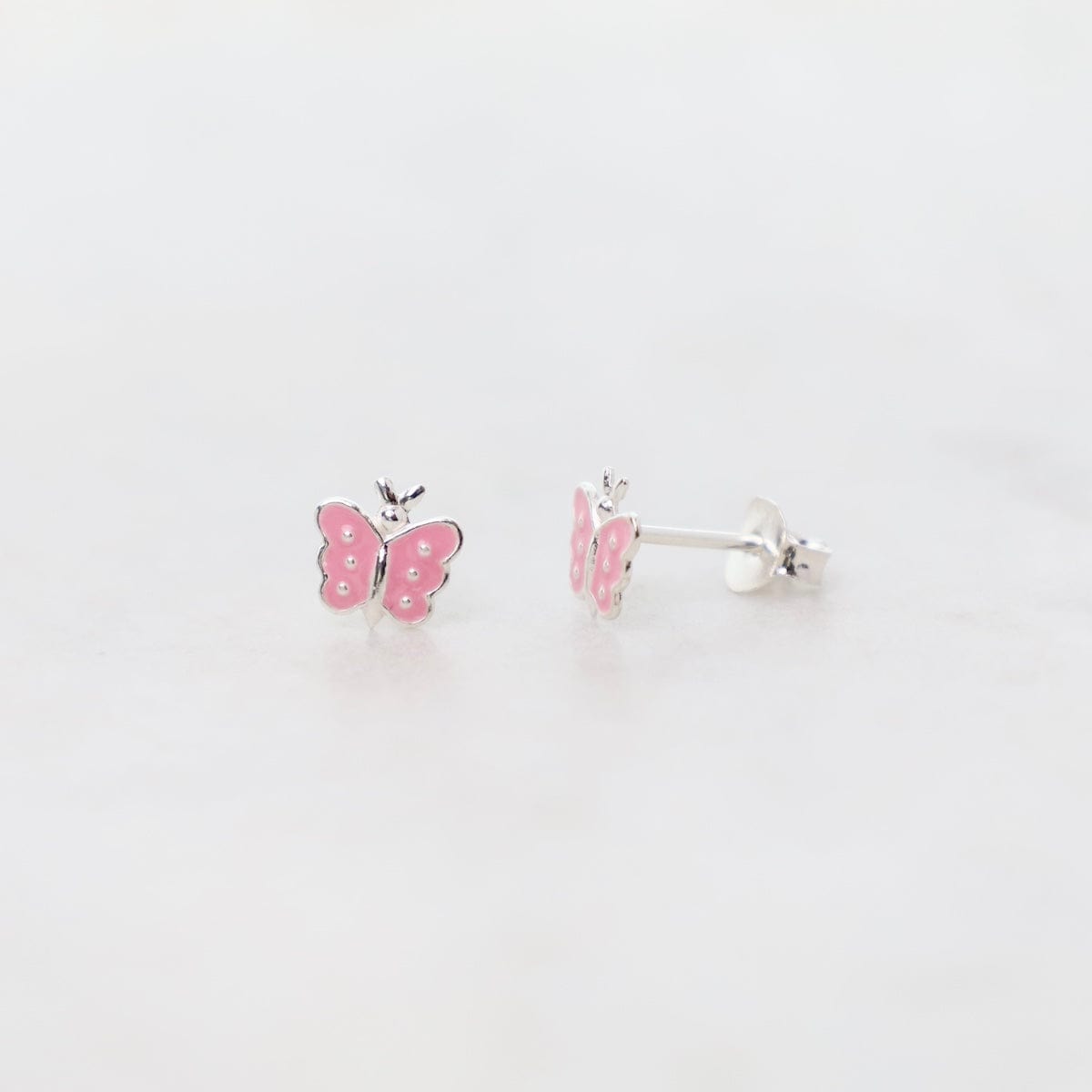 EAR Enamel Butterfly Post Earrings in Pink