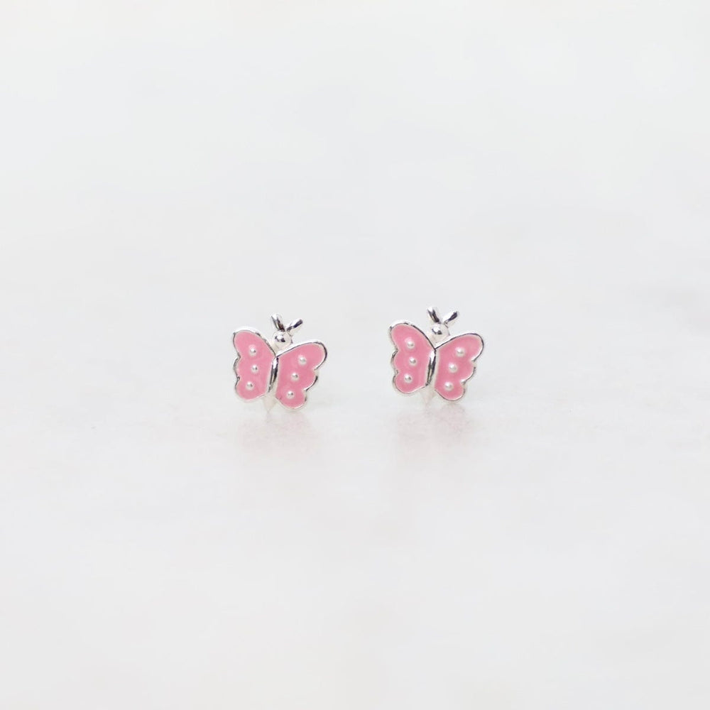 EAR Enamel Butterfly Post Earrings in Pink