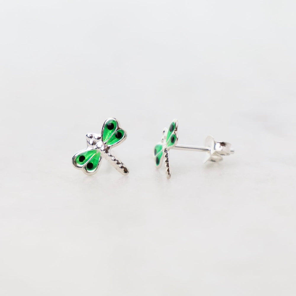 EAR Enamel Dragonfly Post Earrings in Green