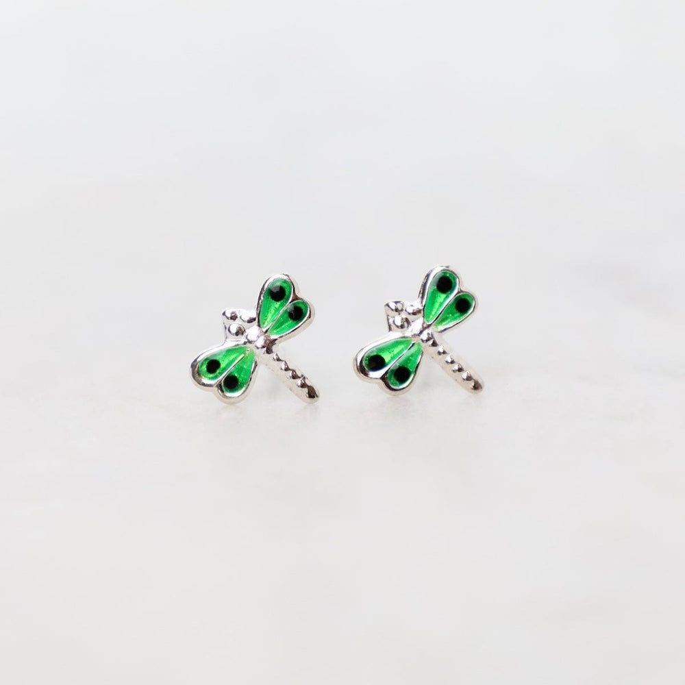 EAR Enamel Dragonfly Post Earrings in Green