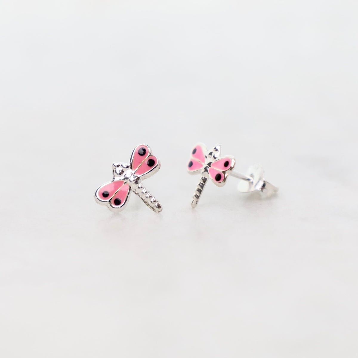 EAR Enamel Dragonfly Post Earrings in Pink