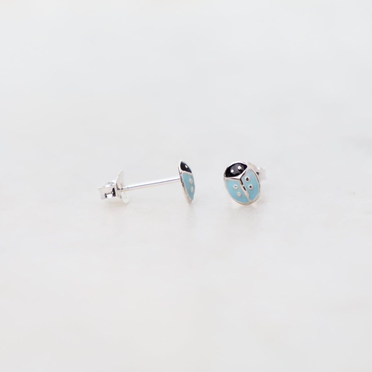 EAR Enamel Ladybug Post Earrings in Light Blue