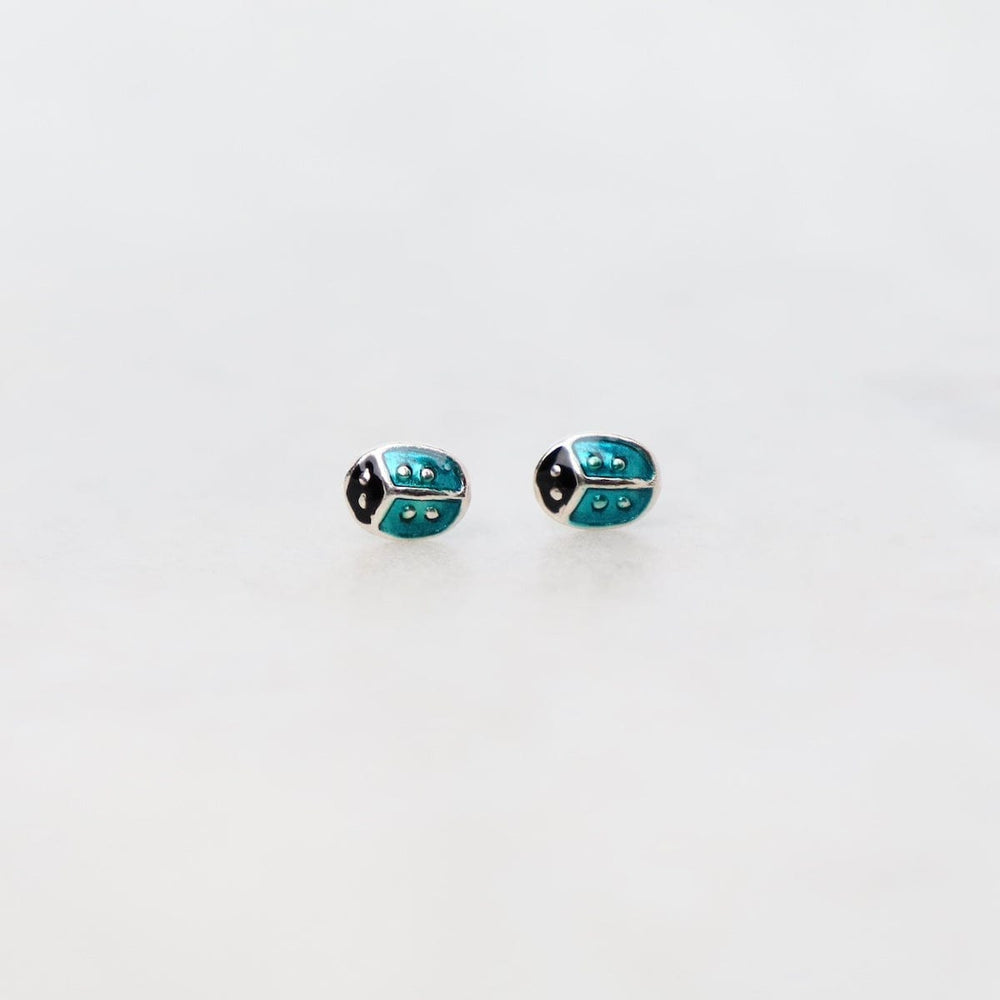 EAR Enamel Ladybug Post Earrings in Teal