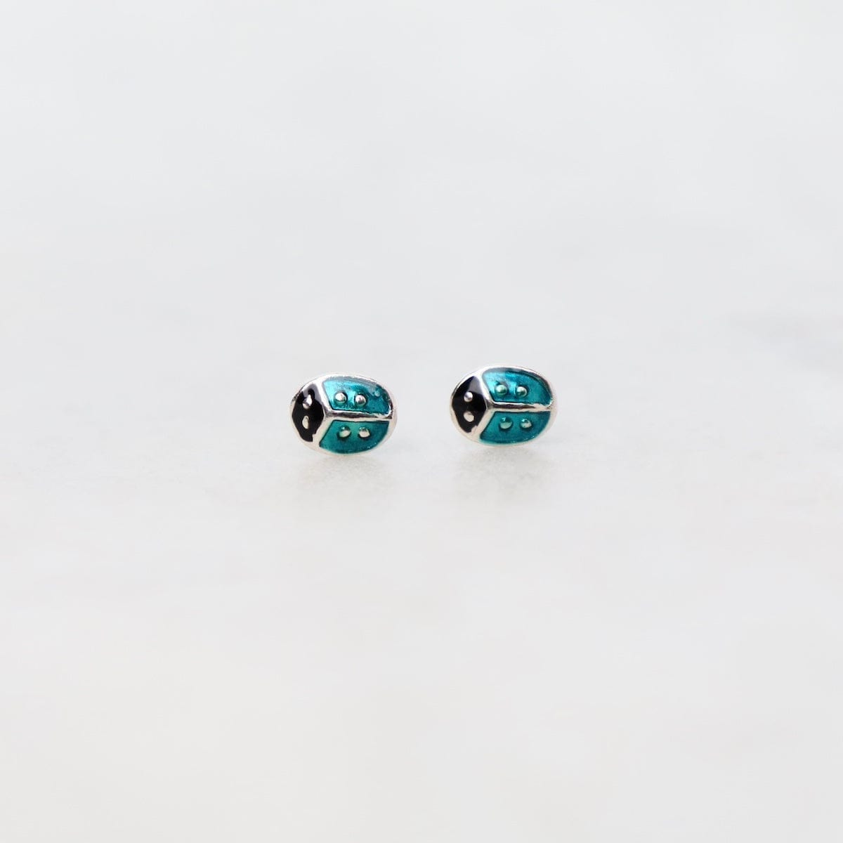 EAR Enamel Ladybug Post Earrings in Teal