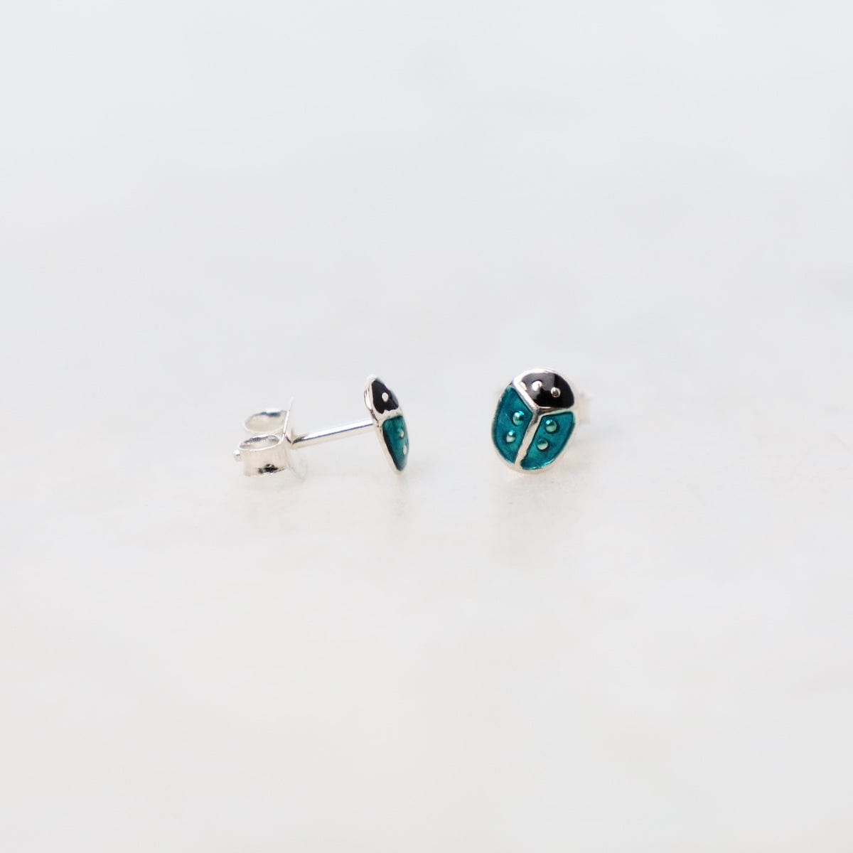 EAR Enamel Ladybug Post Earrings in Teal