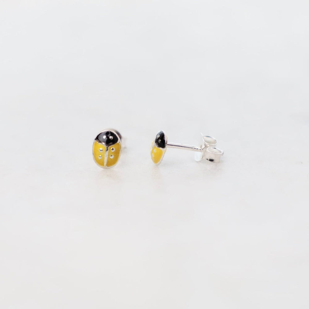 EAR Enamel Ladybug Post Earrings in Yellow