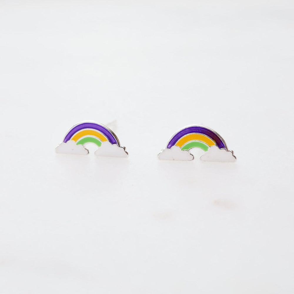 
                      
                        EAR Enamel Rainbow in Clouds Post Earrings - Purple, Yellow, & Green
                      
                    