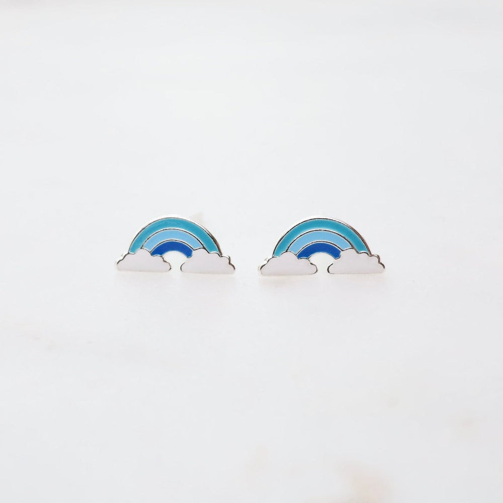 
                      
                        EAR Enamel Rainbow in Clouds Post Earrings - Teal, Light Blue, & Dark Blue
                      
                    