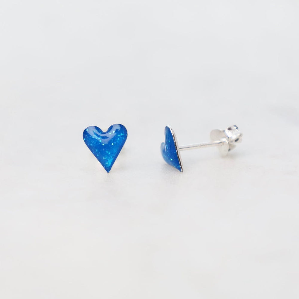 
                      
                        EAR Enamel Sparkle Heart Post Earrings in Blue
                      
                    