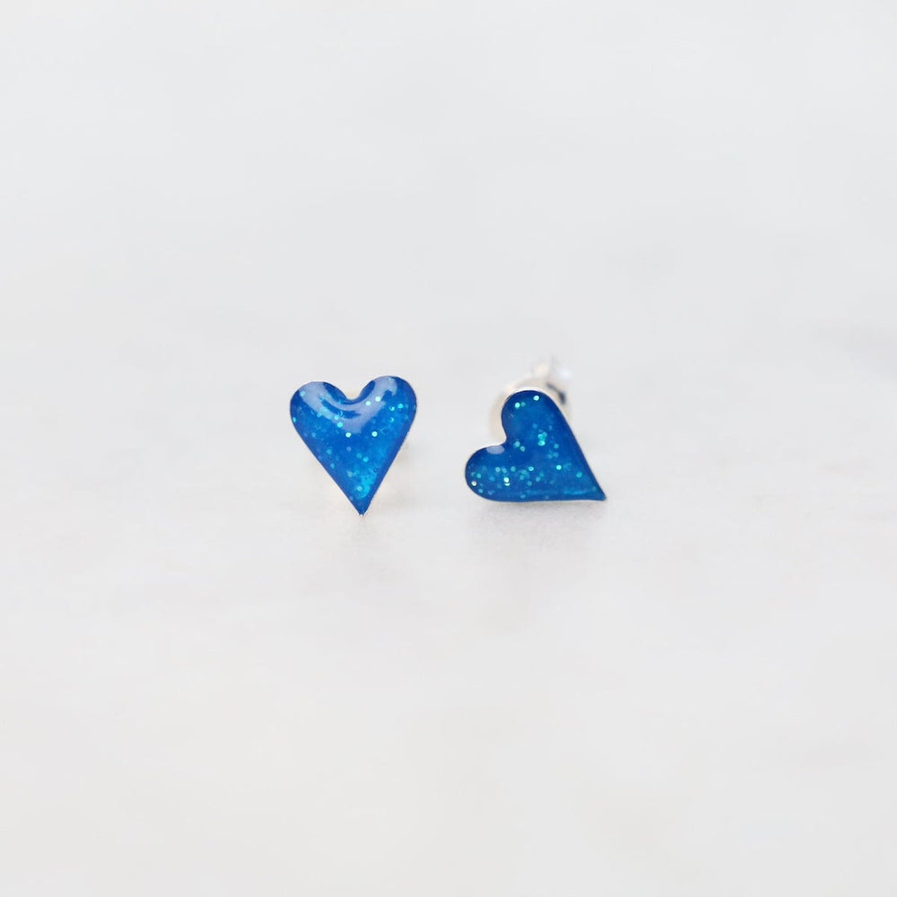 
                      
                        EAR Enamel Sparkle Heart Post Earrings in Blue
                      
                    