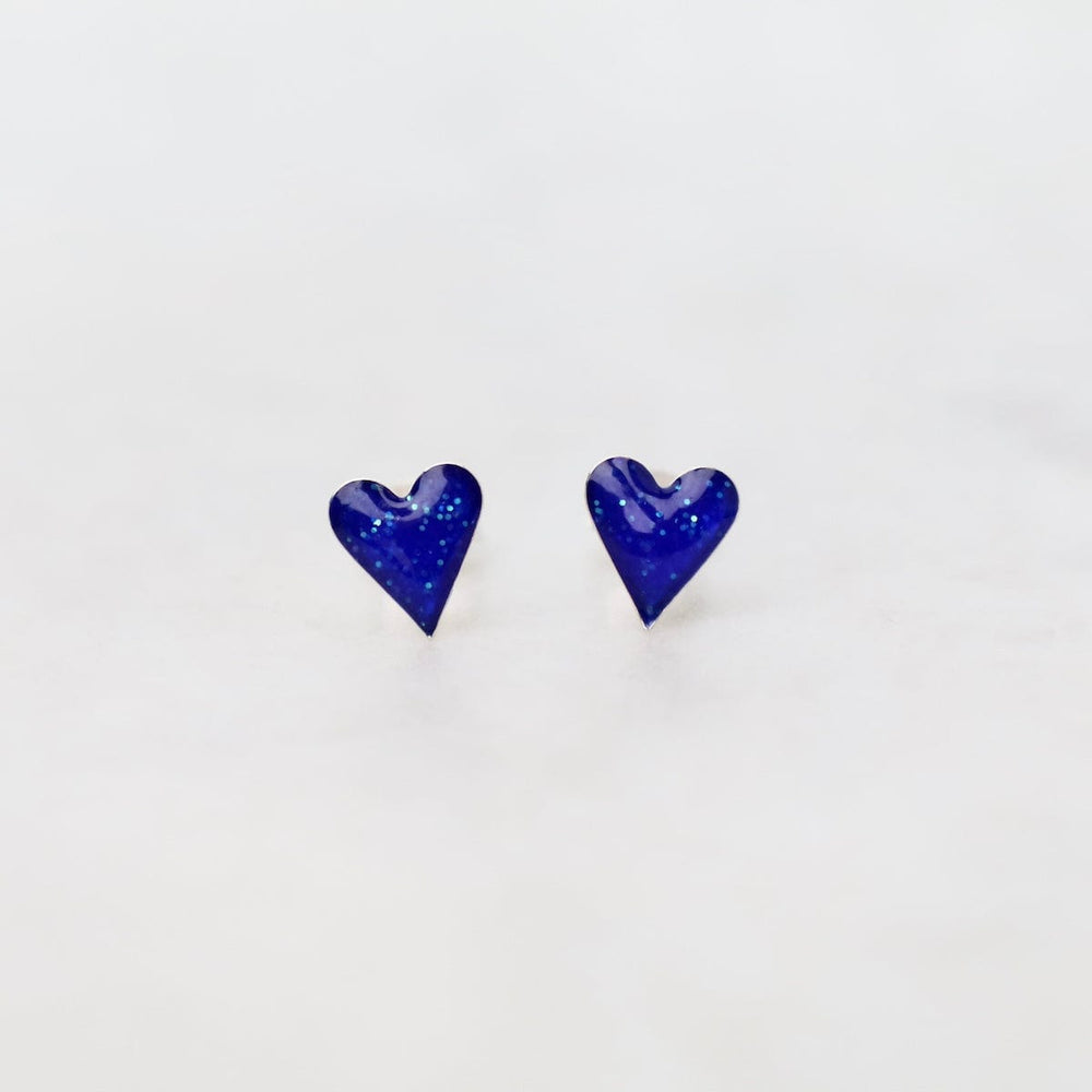 
                      
                        EAR Enamel Sparkle Heart Post Earrings in Dark Blue
                      
                    