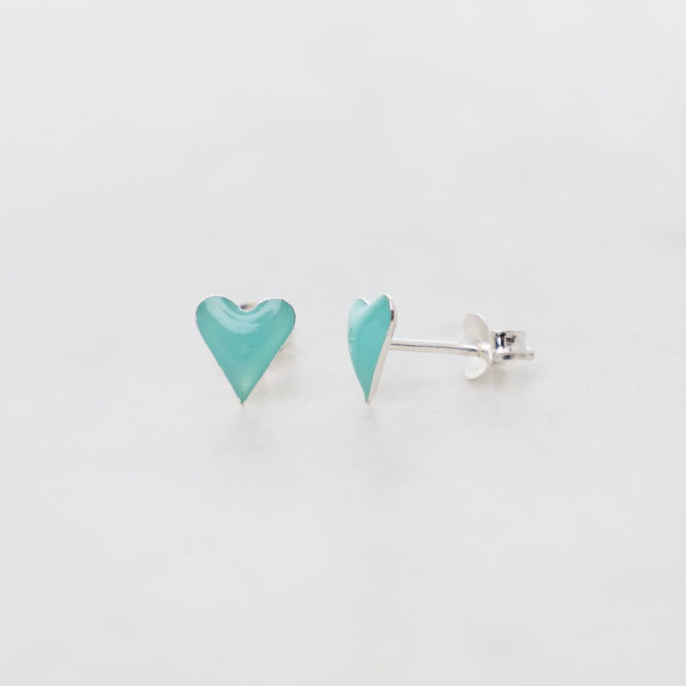 
                      
                        EAR Enamel Sparkle Heart Post Earrings in Light Blue
                      
                    