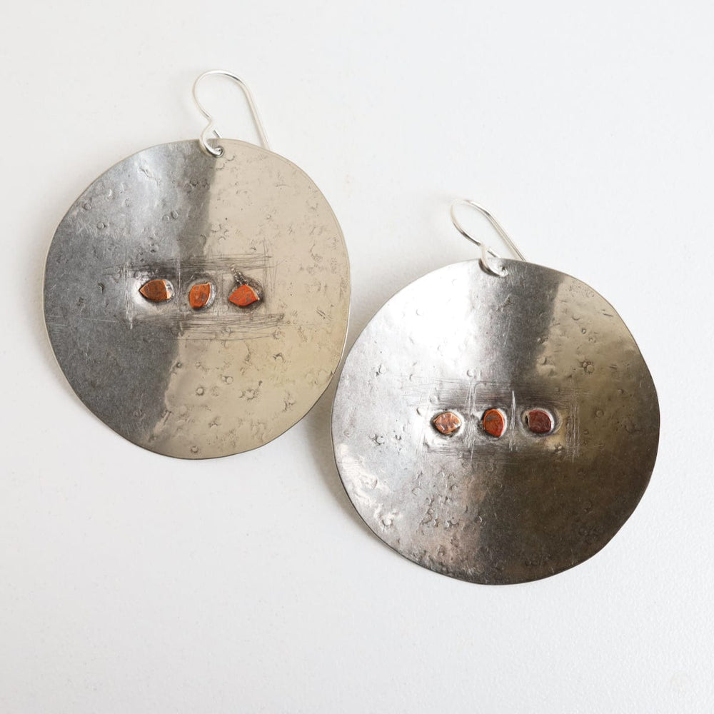 
                  
                    EAR Extra Large Sterling Silver Disk with 3 Copper Dots Earring
                  
                