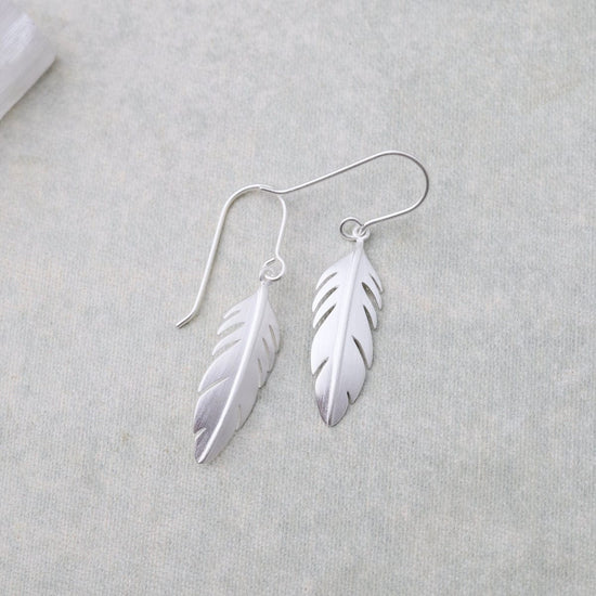 EAR Extra Small Solid Feather Earrings - Brushed Sterling Silver