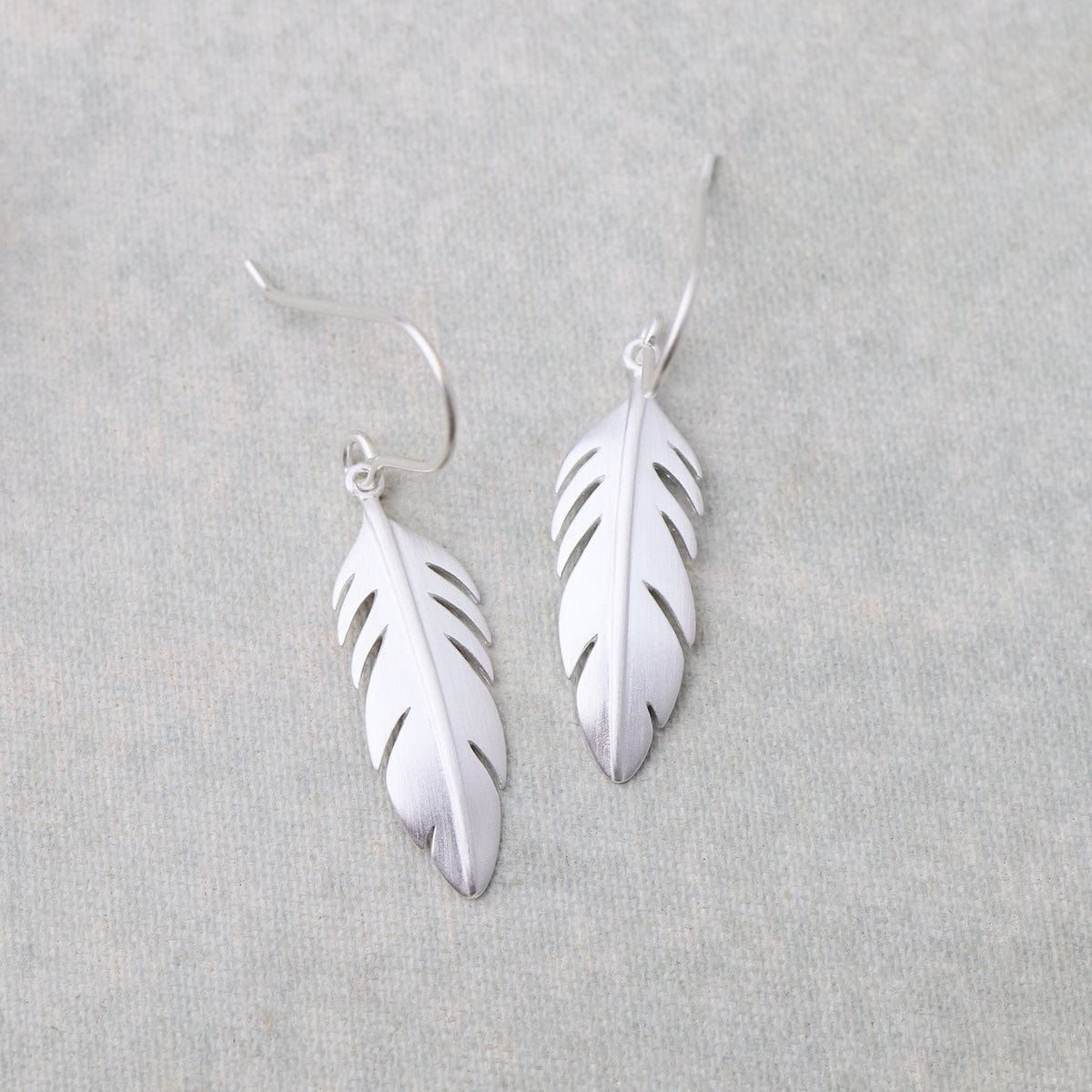 EAR Extra Small Solid Feather Earrings - Brushed Sterling Silver