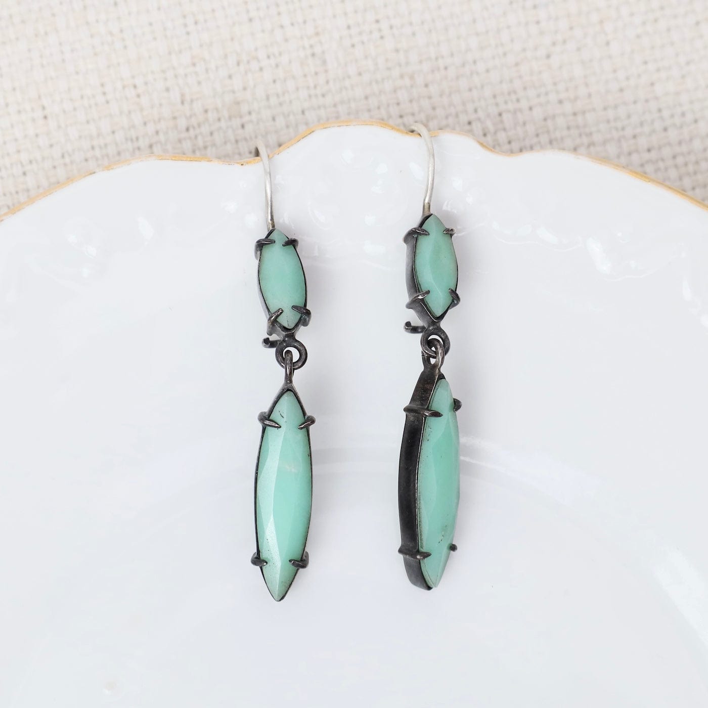 EAR Faceted Marquis Chrysoprase Drop Earrings