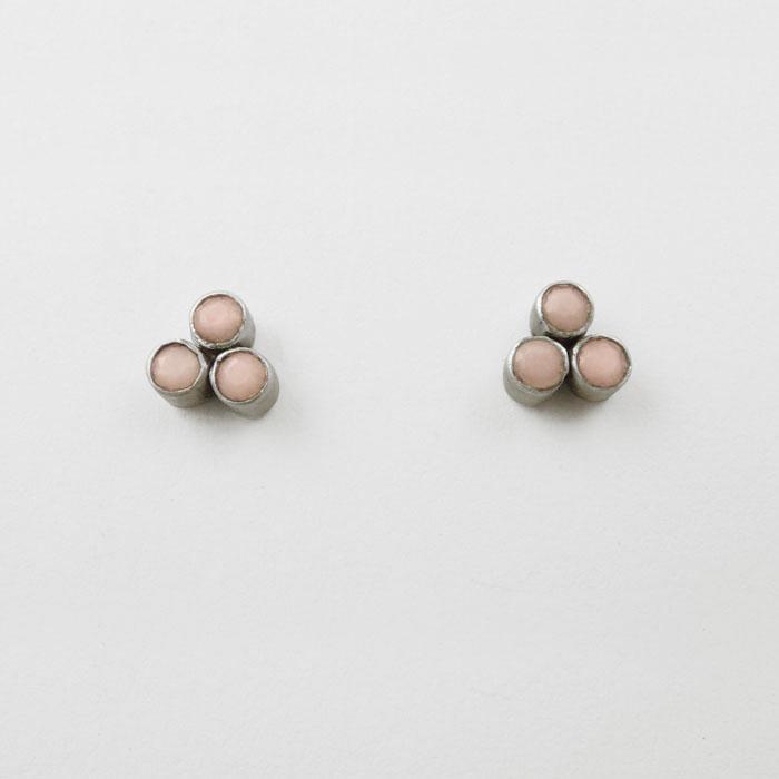 EAR Faceted Pink Opal Clover Studs - Sterling Silver