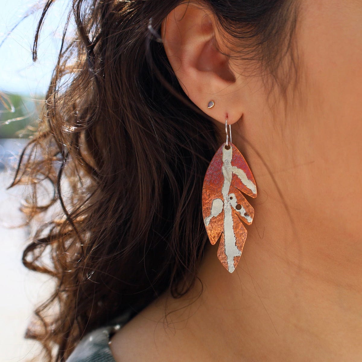 EAR Fantastical Copper Feather Earrings