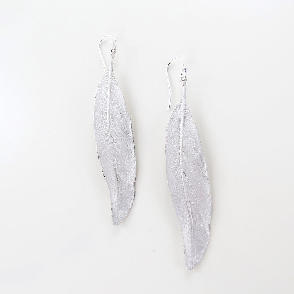 
                      
                        EAR Feather Silver Finish Linear Earrings
                      
                    