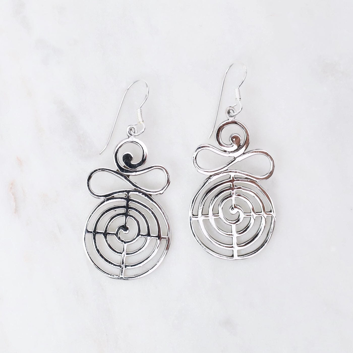 EAR Flat Spiral with Swirl Top Earrings