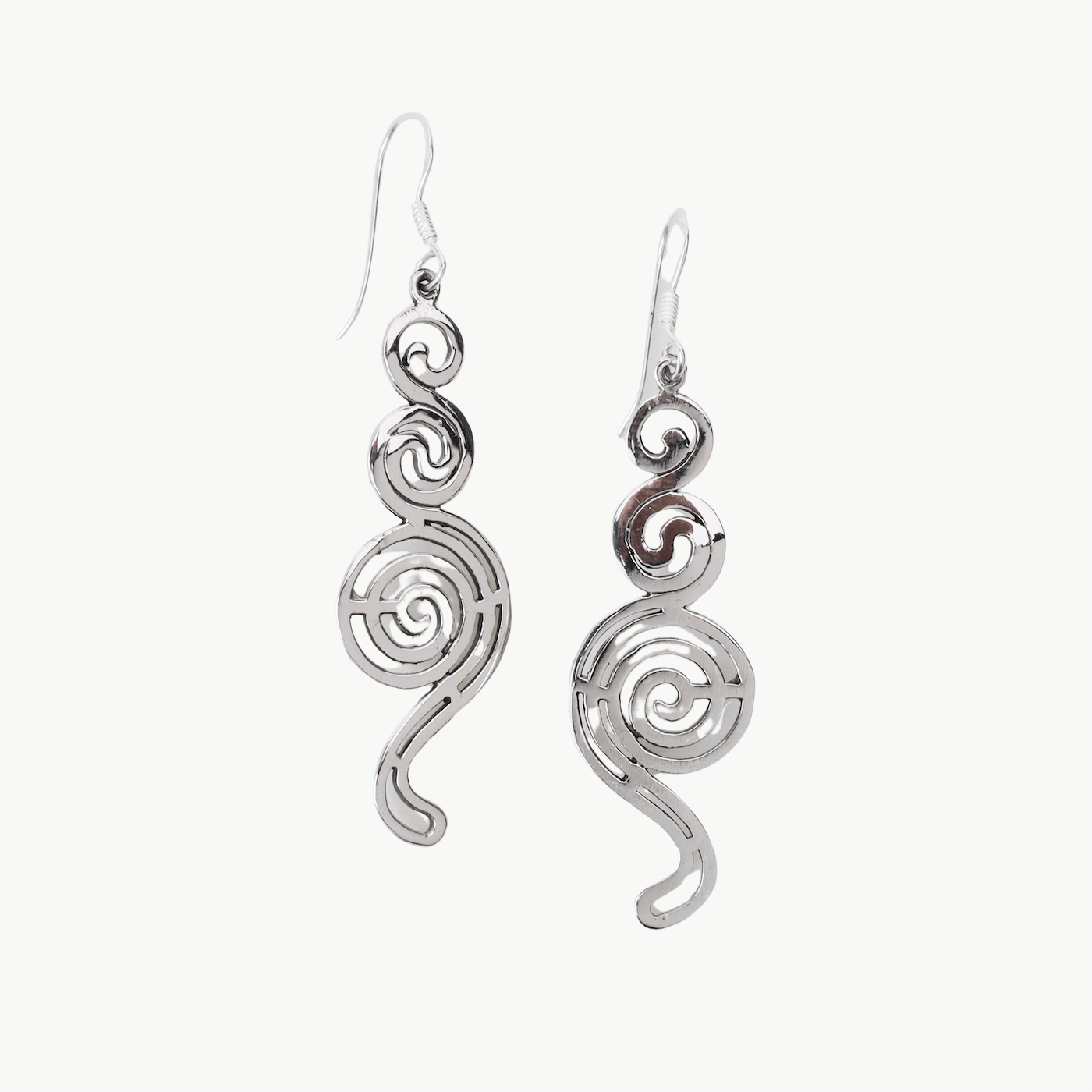 EAR Flat Spiral with Swirling Tail Earrings