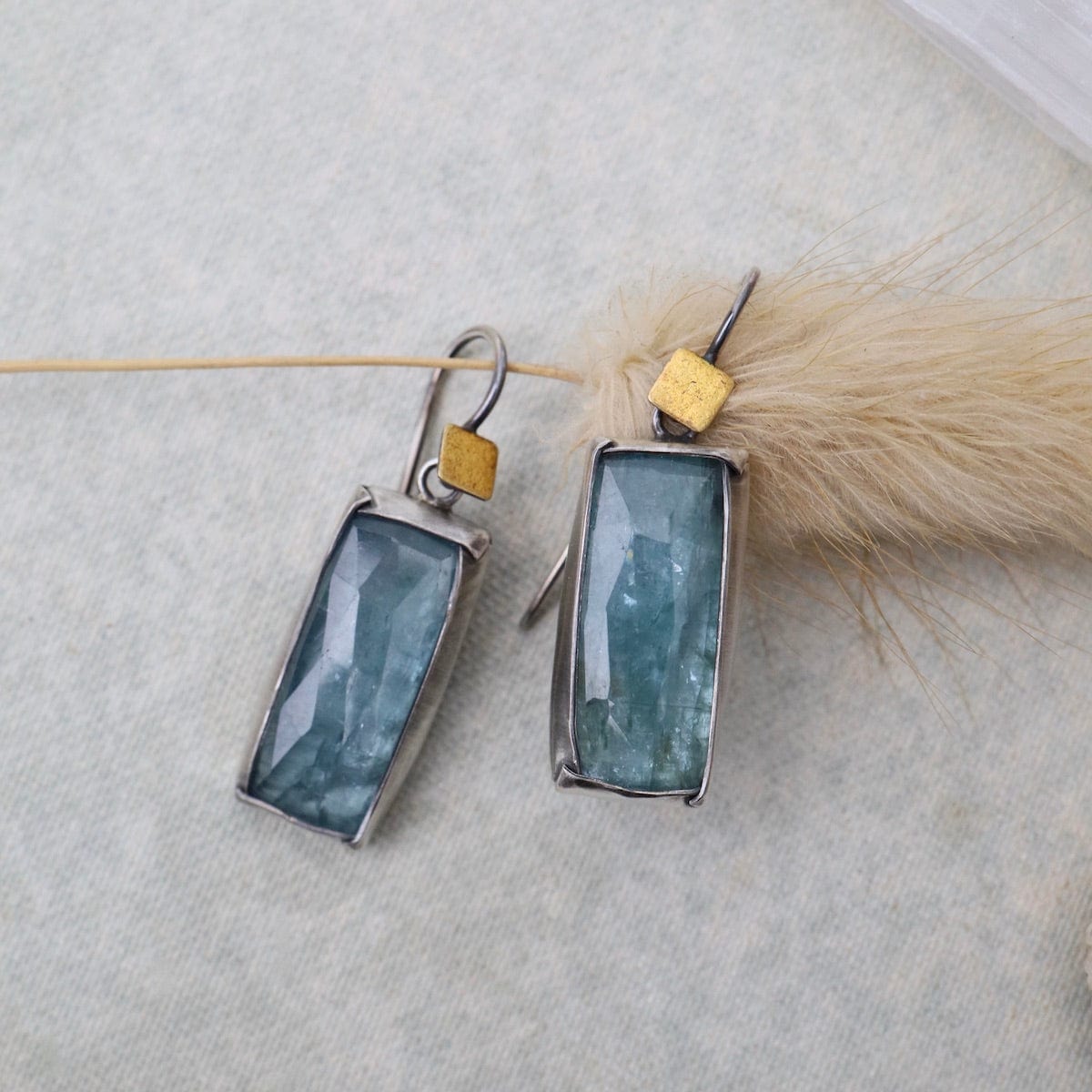 EAR Fold Earrings with Sky Blue Kyanite
