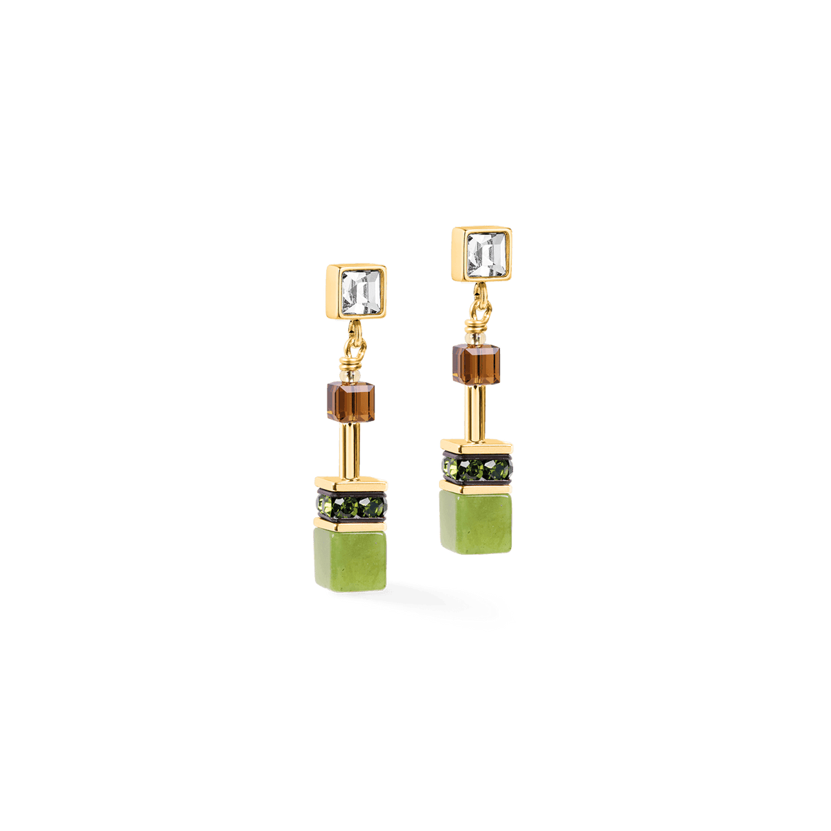 EAR Forest Gold Geo Cube Iconic Wave Stud Earrings