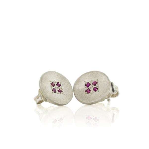 EAR FOUR STAR WAVE CHARM STUD - RUBY