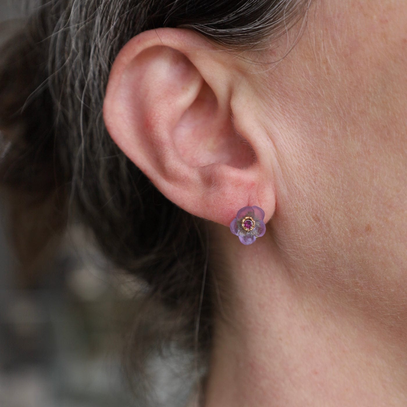 EAR French Bouquet Stud Earrings - Purple