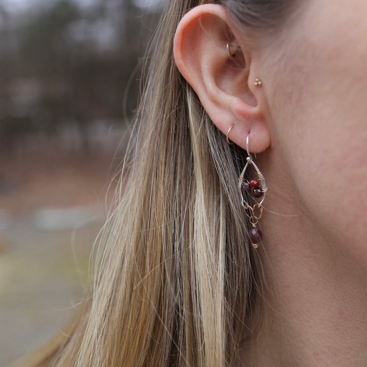 EAR Garnet Petal Earrings