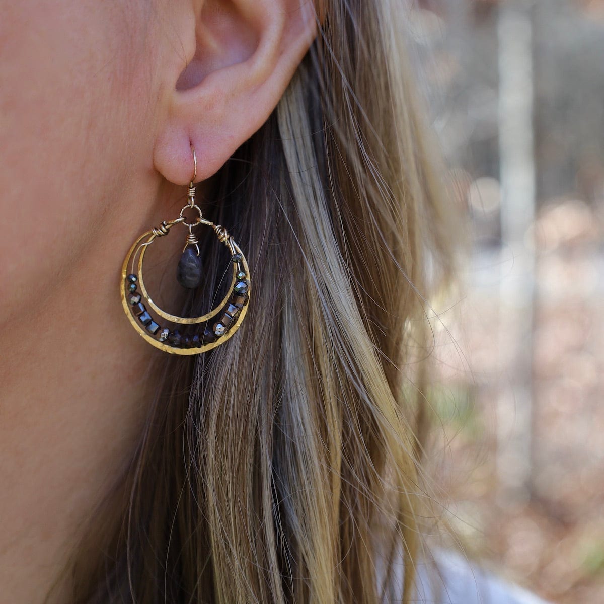 EAR Gemstone Hoop Earrings