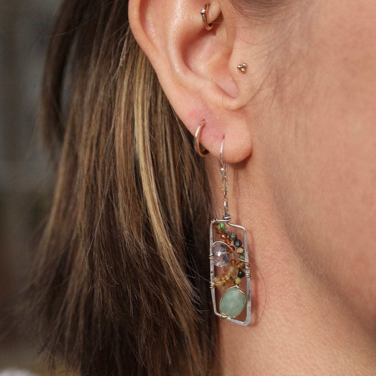 EAR Gemstone Parallelogram Earrings