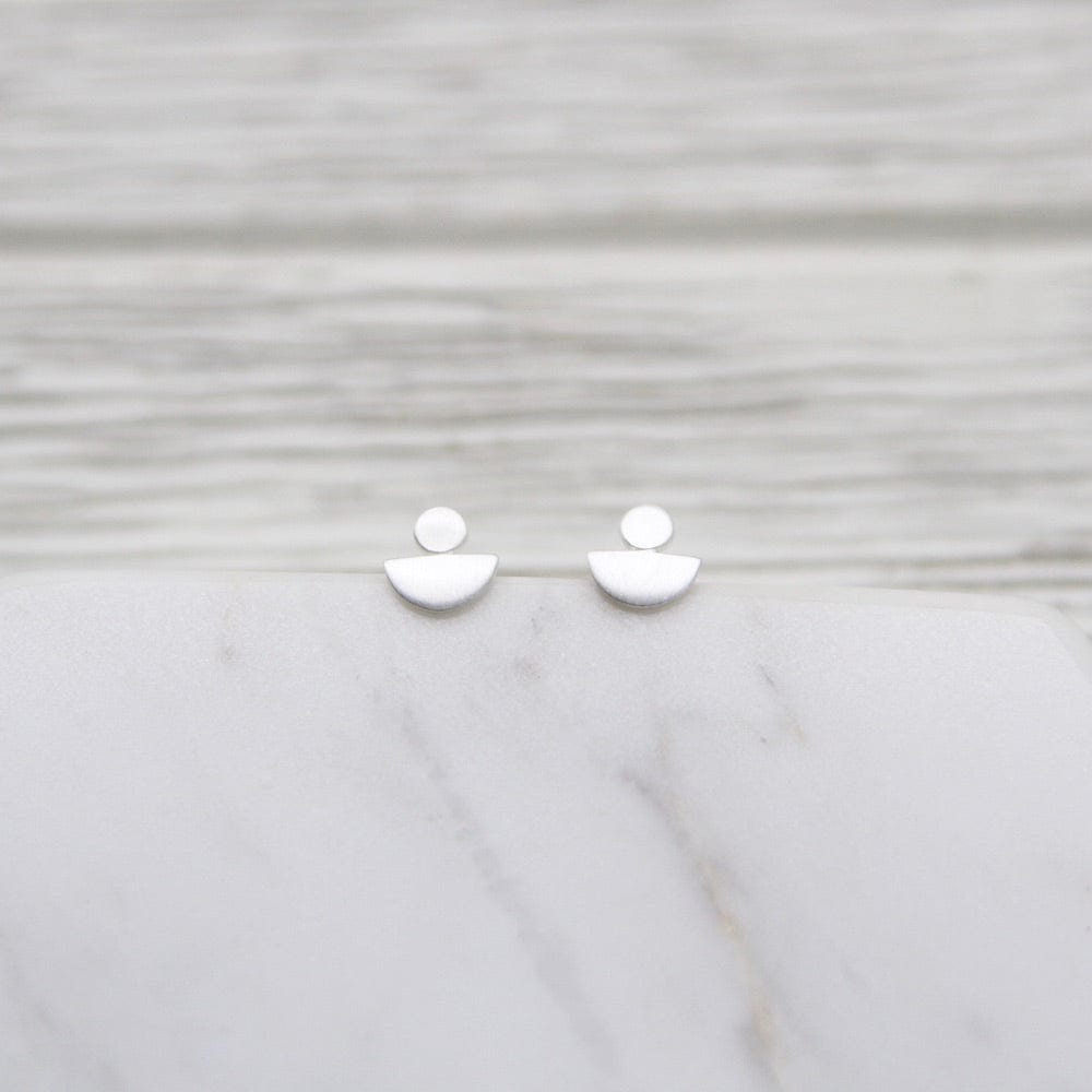 EAR Geo Stack Post Earring - Brushed Sterling Silver